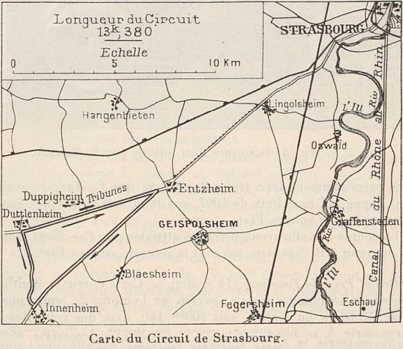 Tracé de la course ACF 1922 depuis Duppigheim