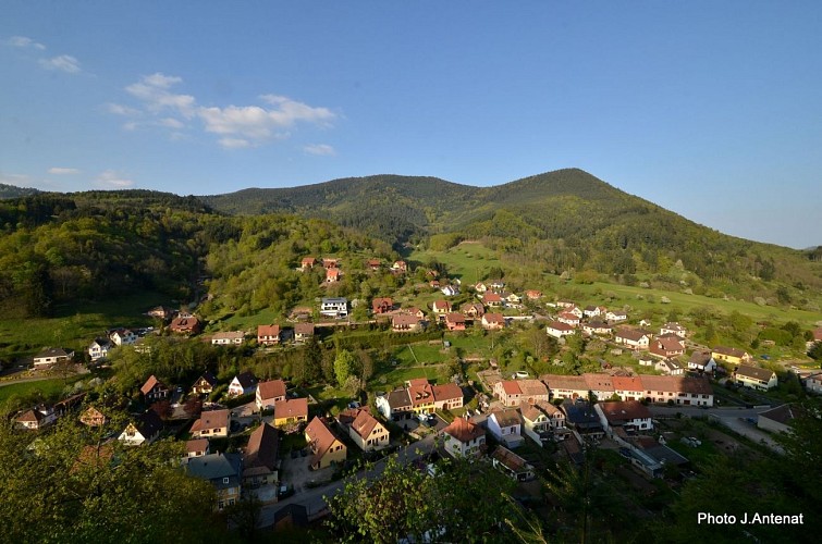 Vue depuis la grotte de Lourdes à Rombach-le-Franc