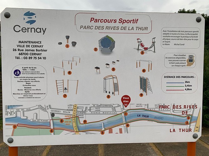 Panneau d'accueil du parcours sportif de Cernay