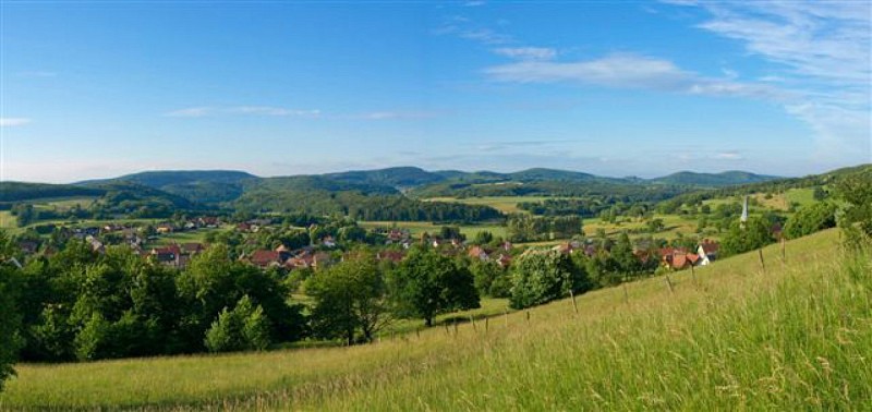 Paysage typique du Jura Alsacien, village de Winkel.