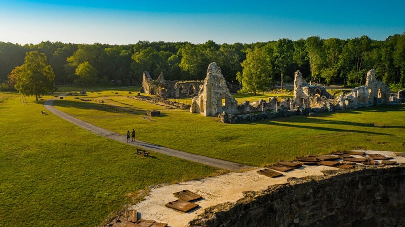 Vue drone de l'abbaye de Vauclair