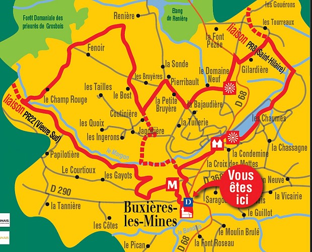 Plan liaisons du parcours de Buxières