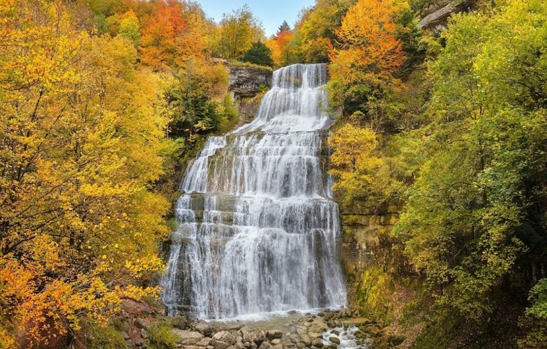 Cascade de l'Eventail en automne - Cascades du Hérisson