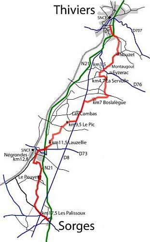 Carte Thiviers Sorges