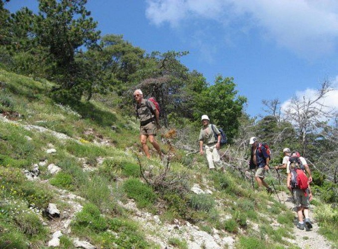 Randonneurs sur le sentier du Mont-Vial