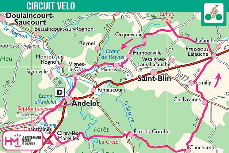 Carte du circuit vélo de la route des abbayes