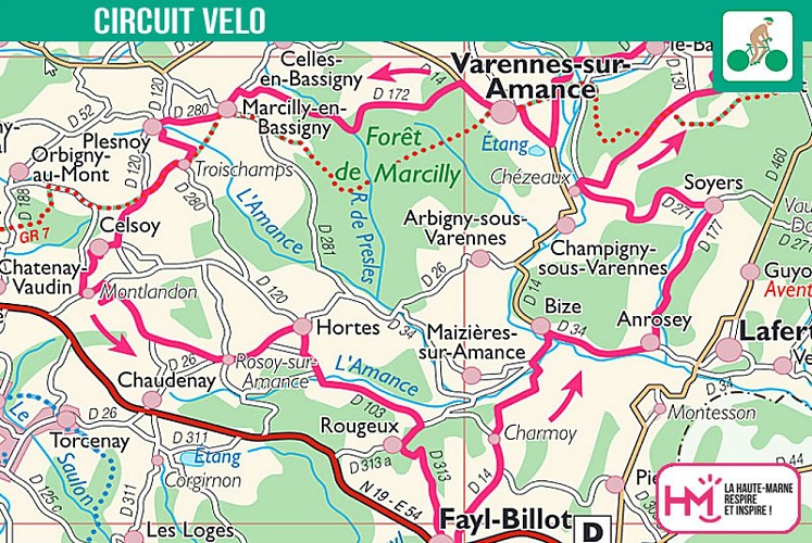 Carte du circuit vélo du Jardin des plaisirs