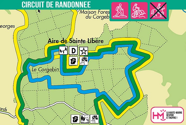 Carte du circuit de randonnée de la fontaine Ste-Libère