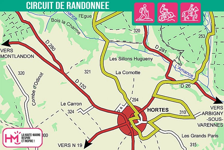 Carte du circuit de randonnée du Val de Presles