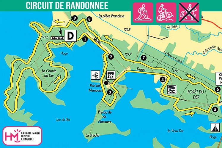 Carte du circuit de randonnée de presqu'île en presqu'île