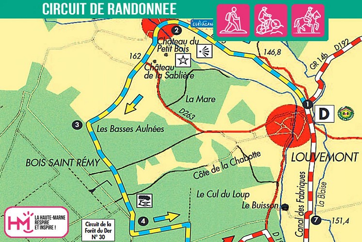 Carte du circuit de randonnée du Canal des Fabriques