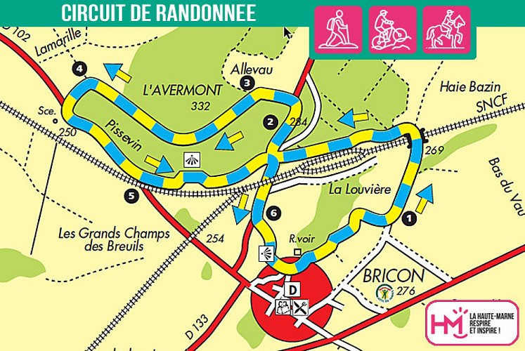 Carte du circuit de randonnée des terres blanches