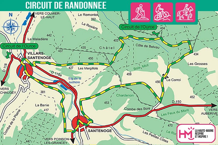 Carte du circuit de randonnée de la Juchère