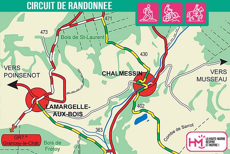 Carte du circuit de randonnée du Vals-des-Tlles