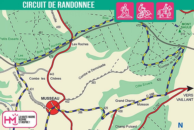 Carte du circuit de randonnée du Mont Saule