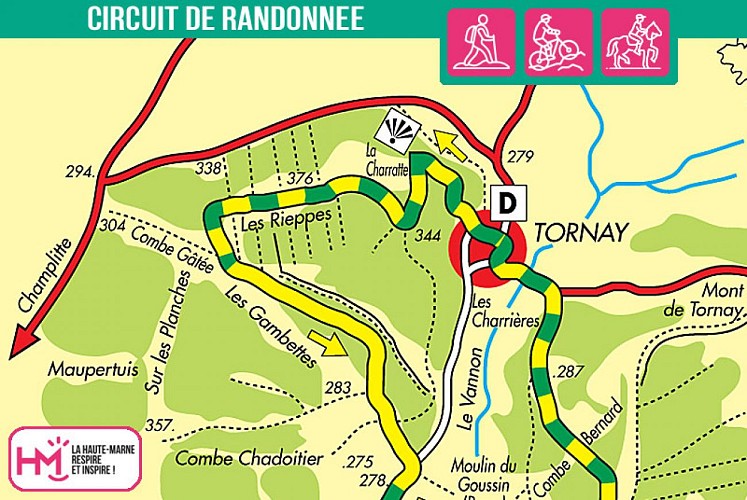 Carte du circuit de randonnée de la Buxeraie