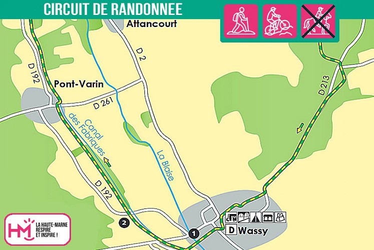 Carte du circuit de randonnée de la Vierge Blanche