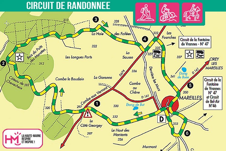 Carte du circuit de randonnée du Puits des Mérottes