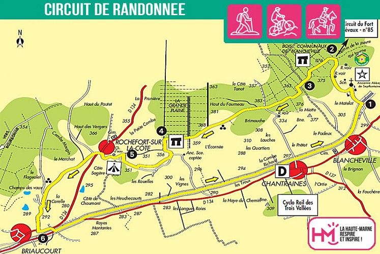 Carte du circuit de randonnée des Sites Néolithiques