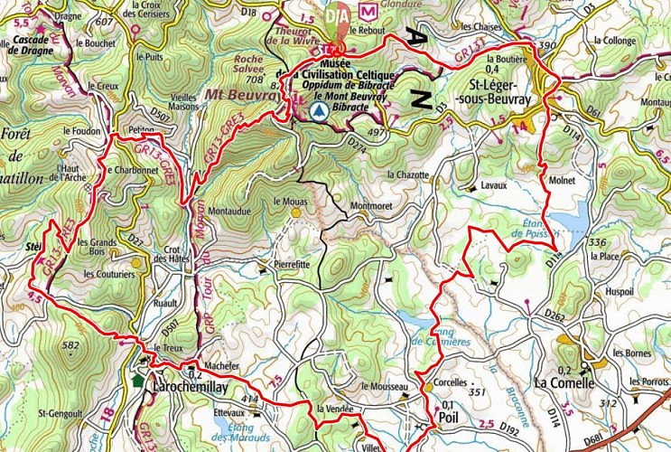 carte vers les patures du sud Morvan
