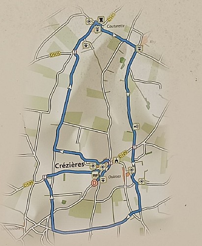Détail planimètre du panneau de départ, Crézières