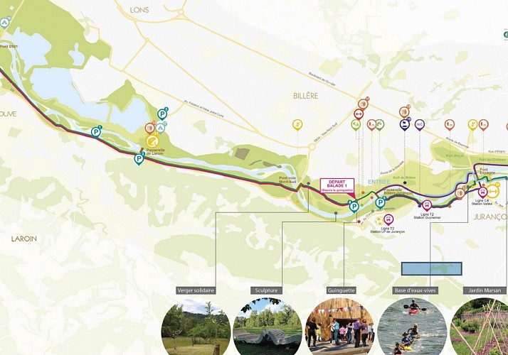 entre gave et golf - Jurançon - carte