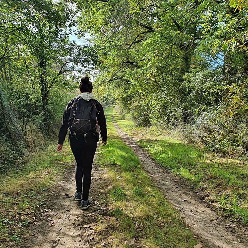Randonneuse dans les chemins de campagne