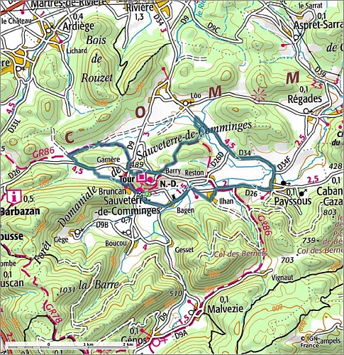 SityTrail - 4426965 - 19 - Au pied du massif du Gar - Carte et profil A4 Portrait