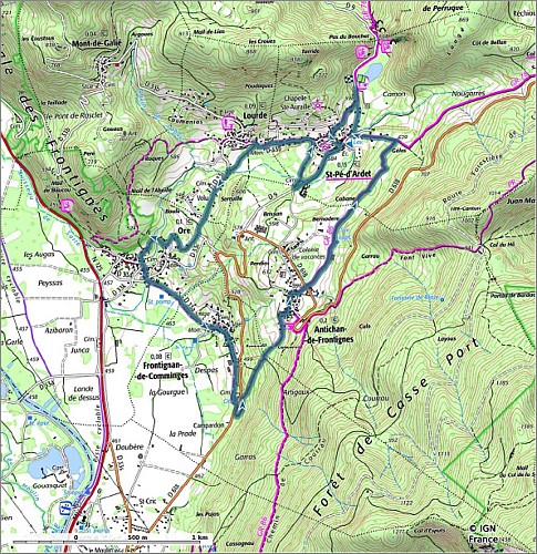 SityTrail - 4426965 - 19 - Au pied du massif du Gar - Carte et profil A4 Portrait