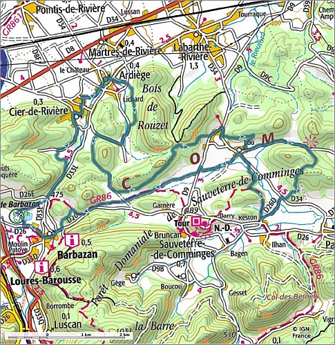 SityTrail - 4426965 - 19 - Au pied du massif du Gar - Carte et profil A4 Portrait