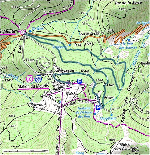 SityTrail - 4426965 - 19 - Au pied du massif du Gar - Carte et profil A4 Portrait