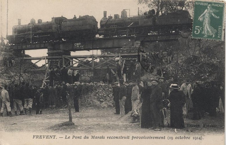 Le pont du marais en reconstruction 1914