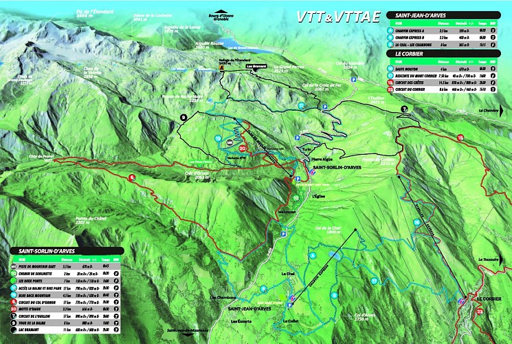 Carte VTT et VTTAE Pays des Aiguilles d'Arves