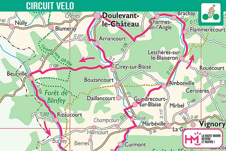 Carte du circuit vélo de la route des grands Hommes
