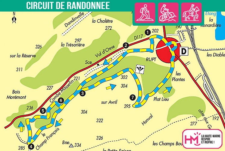 Carte du circuit de randonnée de la combe Masselin