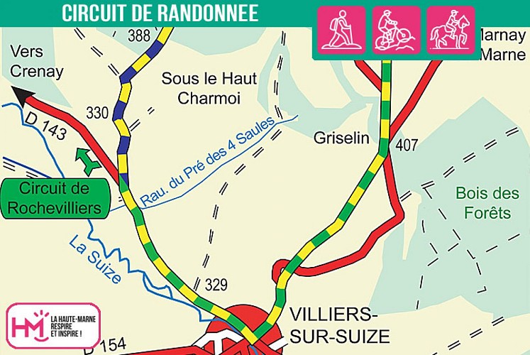 Carte du circuit de randonnée des 4 Saules
