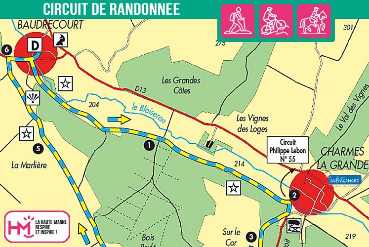 Carte du circuit de randonnée des écoliers