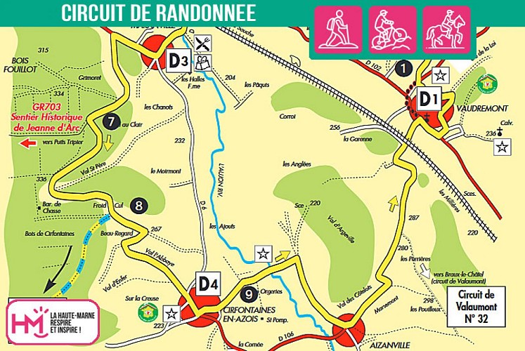 Carte du circuit de randonnée des lavoirs