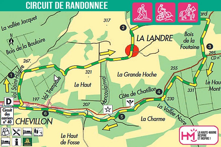 Carte du circuit de randonnée entre plateaux et vallees