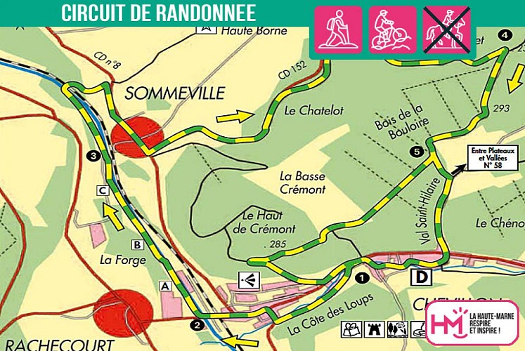 Carte du circuit de randonnée des Chemins de Carriers