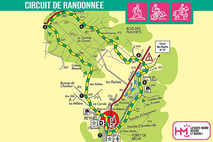 Carte du circuit de randonnée de la contrèe du Grond