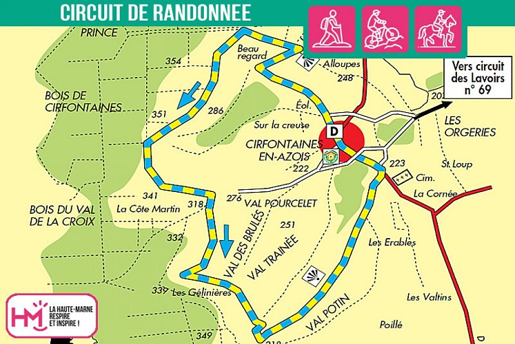 Carte du circuit de randonnée des 3 vallons