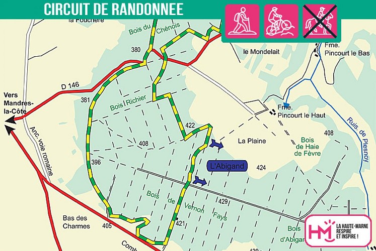 Carte du circuit de randonnée du Cul de Sac