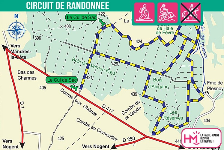 Carte du circuit de randonnée de l'Abigand