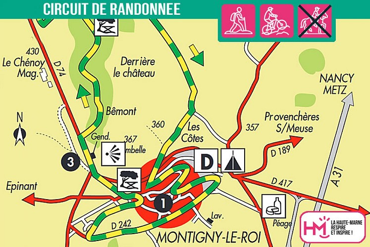Carte du circuit de randonnée du Clos Chretien