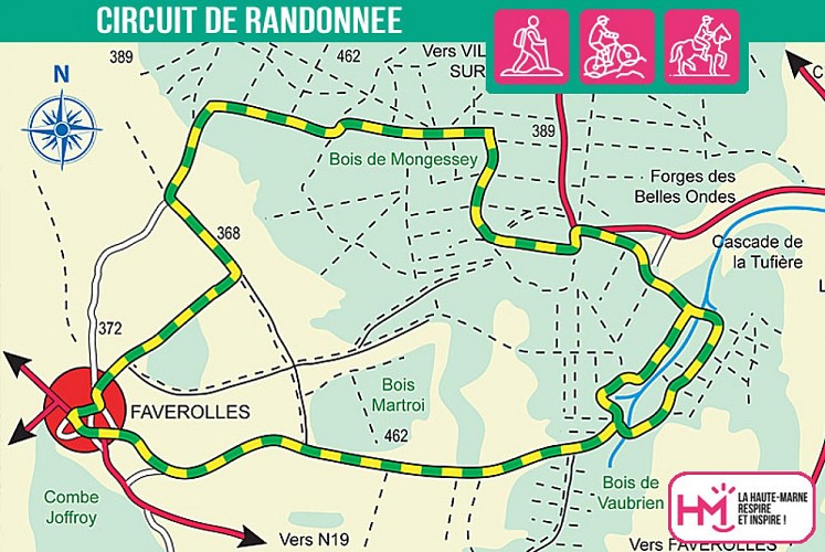 Carte du circuit de randonnée de la Tufière de Rolampont