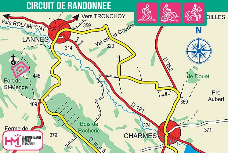 Carte du circuit de randonnée de la Montagnotte