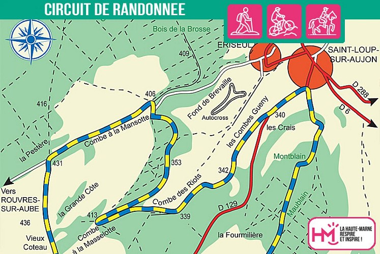Carte du circuit de randonnée du Signal de Saint-Loup