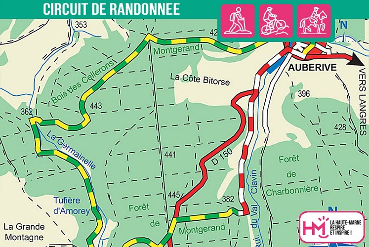 Carte du circuit de randonnée de la Tufière d'Amorey