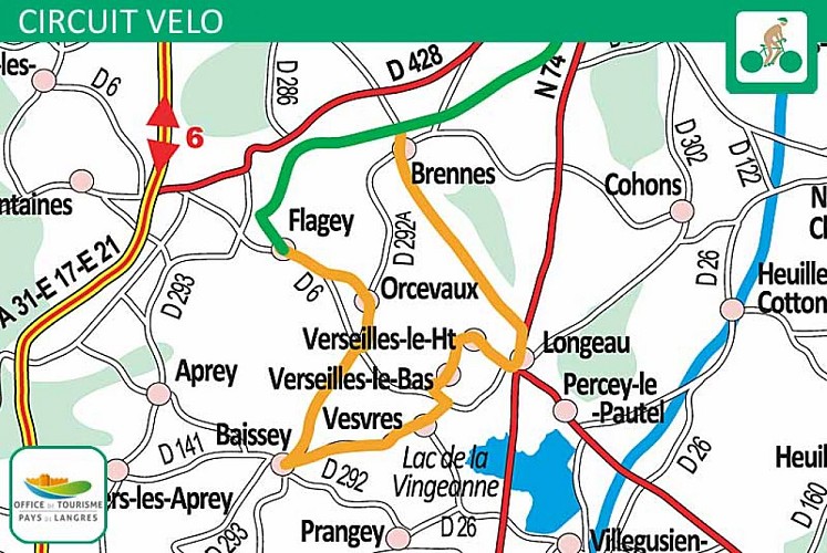 Carte du circuit vélo autour de la Voie Verte de Langres - boucle 4